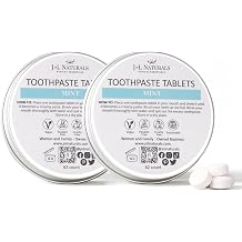 J&L Naturals Toothpaste Tablets | 62-Pack Travel-Friendly Toothpaste | Fluoride + Plastic Free, Vegan, Cruelty Free, Sustainable | Woman-Owned Small Business Mint, 62 Count Pack of 2