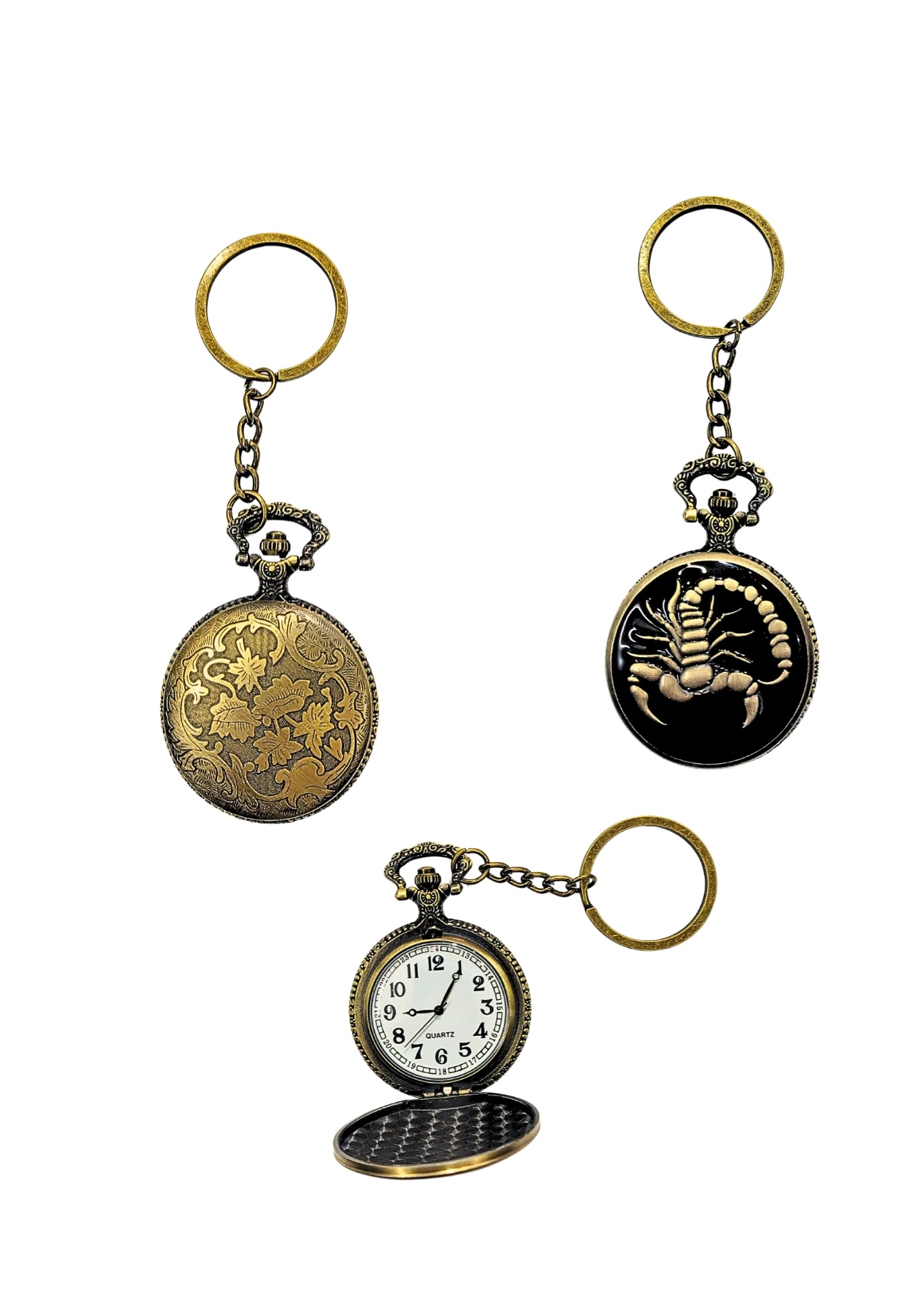 Vintage Quartz Pocket Watch | Antique Bronze Chain | Classic Round Face with Arabic Numerals | Decorative Analog Display