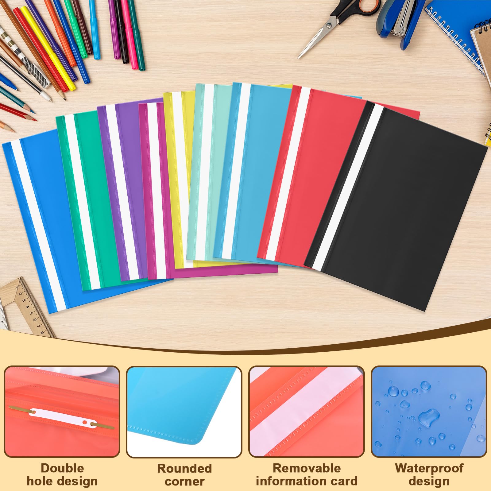 Fundas Plastico Carpeta De Archivos Con Bolsillos, Funda De Plástico, Sobre De Plástico, Carpeta De Archivos De Documentos Planos, Organizador De Cartas Con Cierre De Botón A Presión, Tamaño Carta A4 (paquete