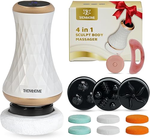 Miniatura 1 de Masajeador de celulitis inalámbrico mejorado 4 en 1, pantalla LED, 10 niveles de intensidad, 12 modos de masaje, 3 cabezales de masaje, 6