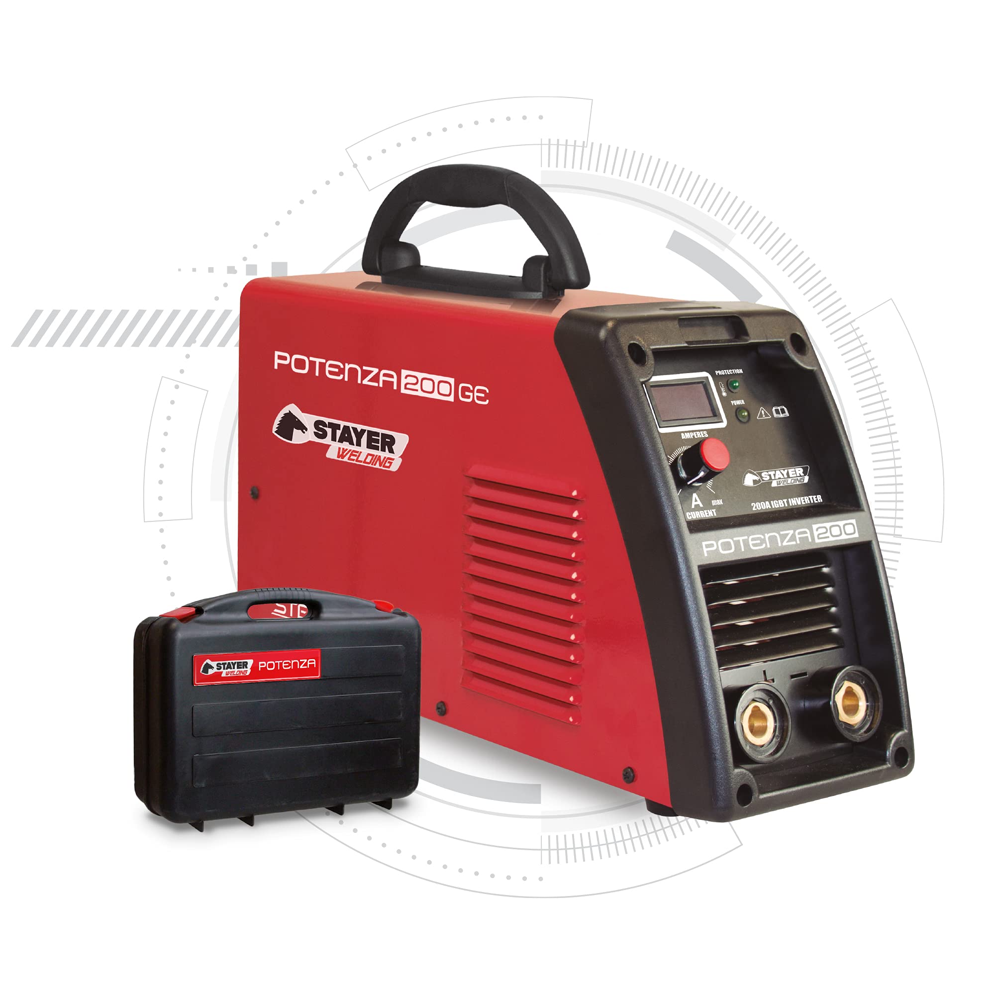 Equipo de soldadura Inverter Profesional MMA Electrodo POTENZA 200 K (incluye maletín)
