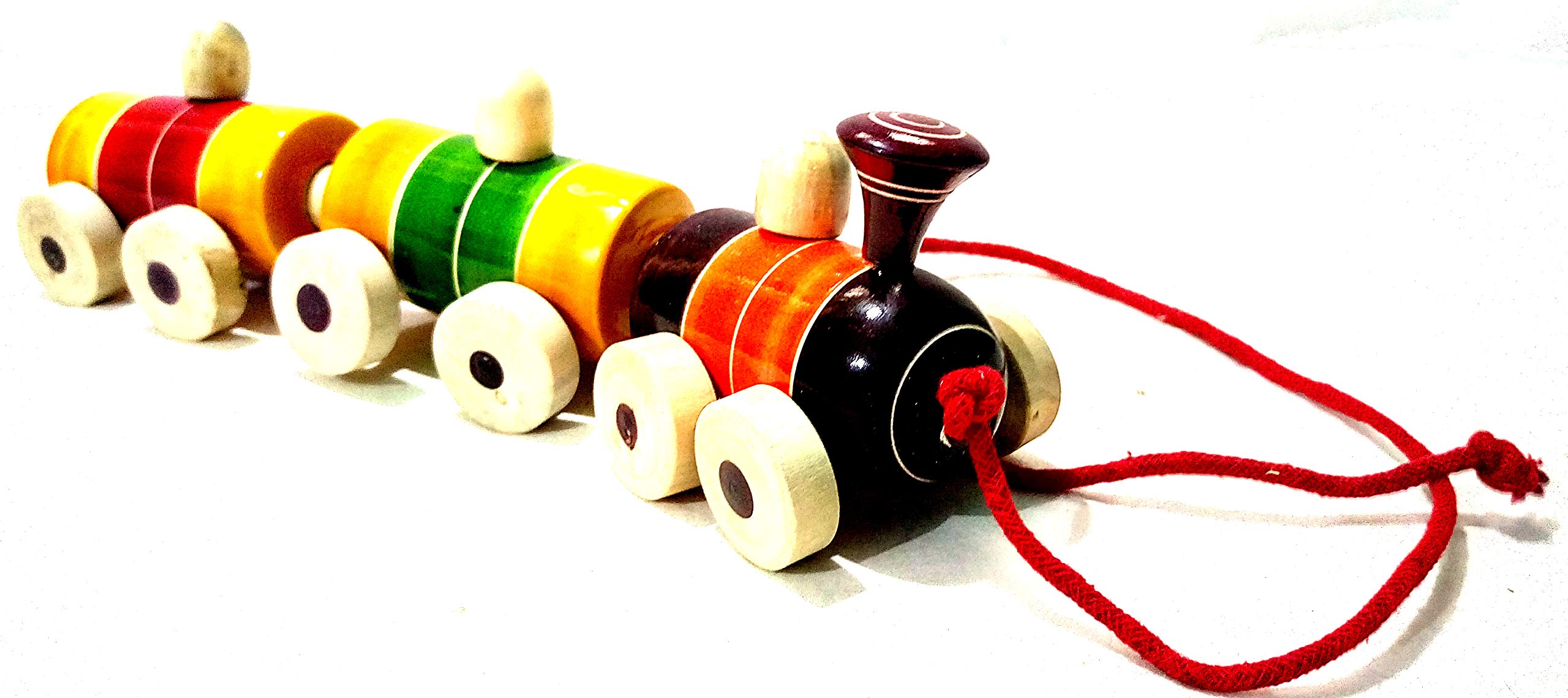 Crafts India® Handcrafted channapatna Wooden Train Pull Along Toy - Chikku Bukku Railu- 28 cms L (B08M6B8461) Amazon Price History, Amazon Price Tracker