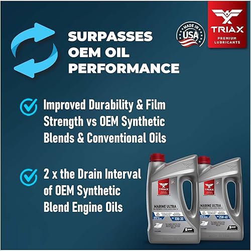 Miniatura 5 de TRIAX Marine Ultra 25W-40 Aceite de motor marino sintético completo de 4 tiempos (cubo de 5 galones)