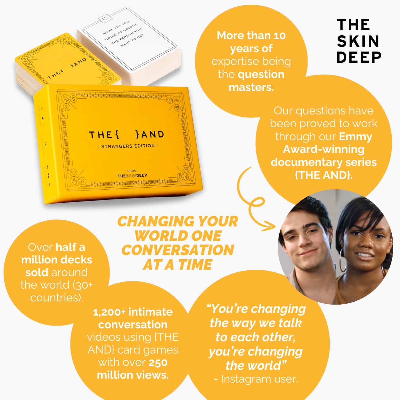 {THE AND} Strangers Edition - Conversation Starter Card Game - Fun Getting to Know You Game - Ice Breakers to Reduce The Space Between You and a Stranger - Questions to Make a Friend by The Skin Deep - Image 4