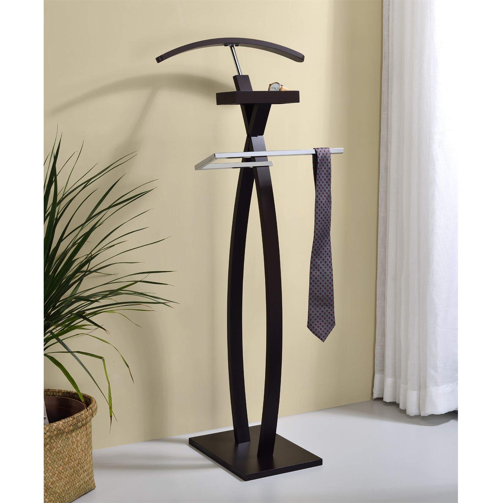 IDIMEX Valet de Chambre Robin Valet de Nuit Porte vêtements, Structure en Bois lasuré Brun foncé