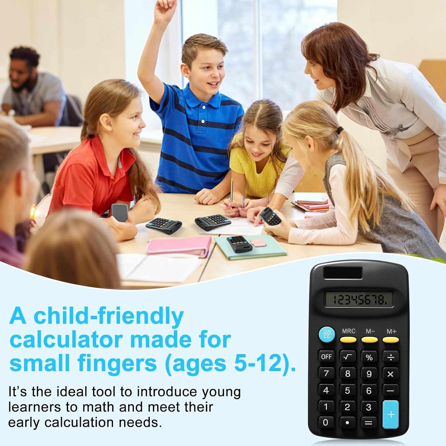 30 Pack Solar Powered Pocket Calculator for Students Classroom Supplies,Small Mini Calculator for Kids School Home Office(Black)