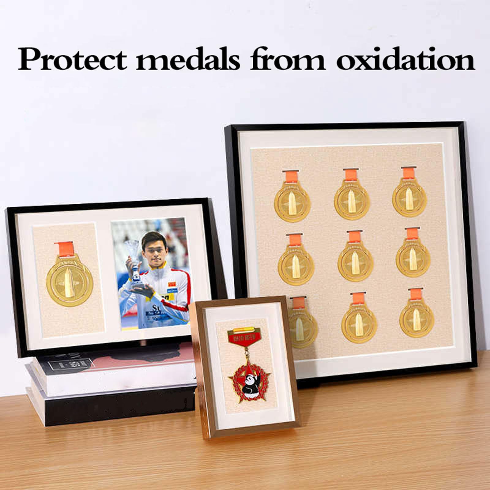 Drewniana ramka do ekspozycji medali sportowych, Aluminum Alloy 3D Medal Display Box Black Gold Multiple Sizes(Black,40 * 40 cm (9 medals))