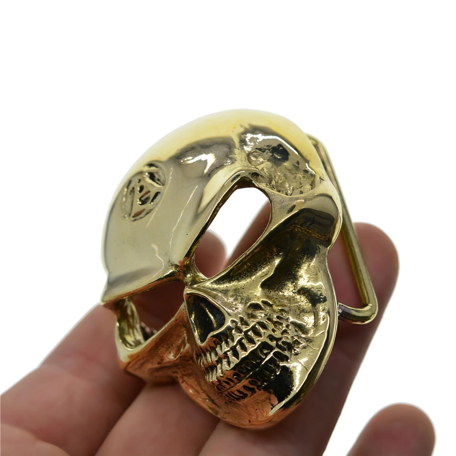 Hebillas Cinturon Hebilla de cinturón latón macizo vintage con diseño calavera 3D pulida a espejo 1,5 pulgadas para Reemplazo