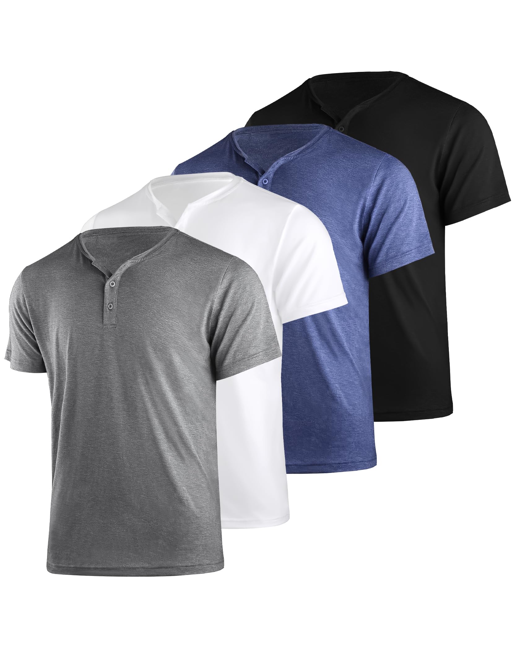 Liloak Henley Shirts Herren Pack T Shirts mit Knopfleiste | Vielseitiger Casual-Look für Alltag, Freizeit und Urlaub