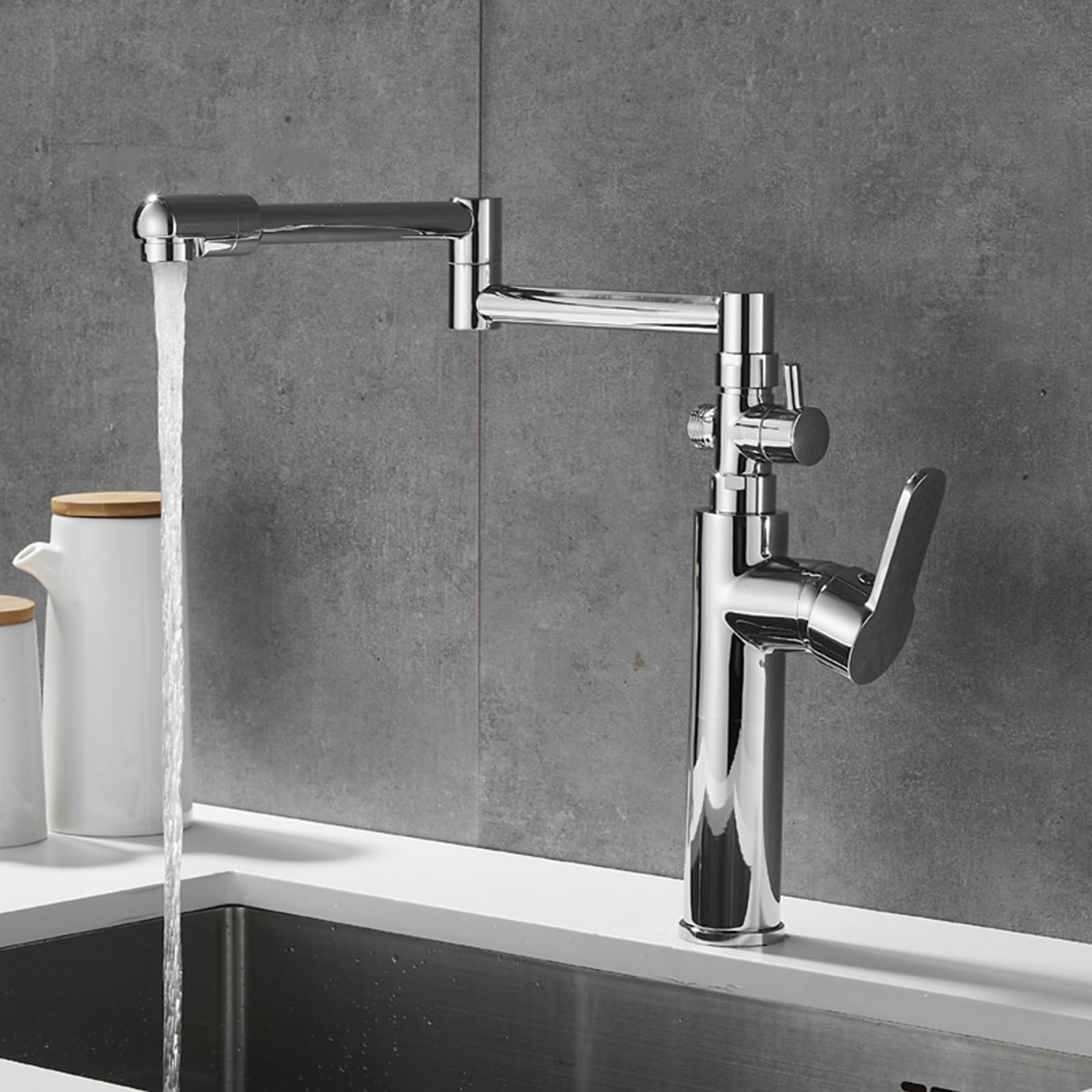 ZQFHSX Kitchen Sink Tap with Dishwasher Connector, Brass 360° Swivel Folding Design