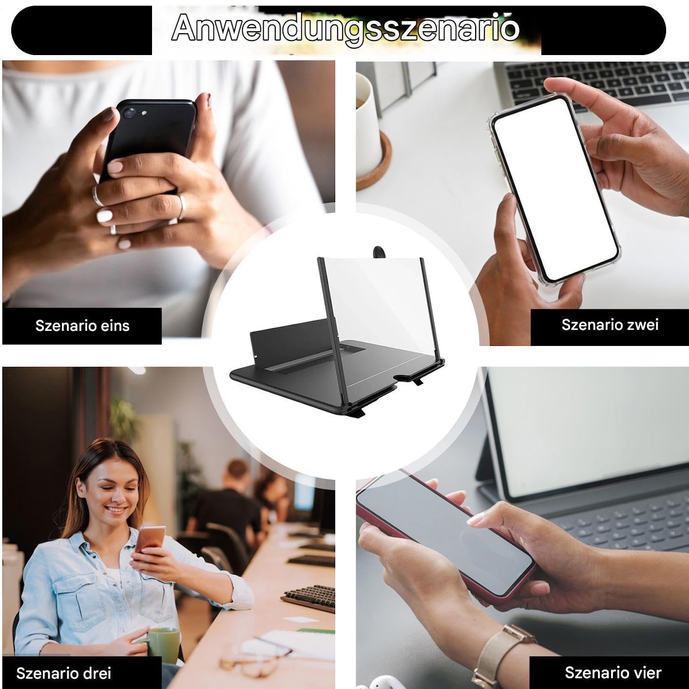 Ingranditore di schermo per telefoni cellulari, ingranditore HD 3D per desktop - ingranditore display smartphone, per bambini e anziani per guardare video, per serate cinema,