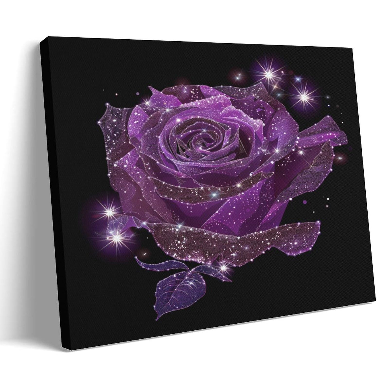 FYFMUSHE Vintage Purple Rose Canvas Wall Art Paintings Abstract Fantasy Flower Plant Pictures on Canvas Prints Framed Ready to Hang Artwork for Bedroom Home Decor 20x30inch(50x75cm)