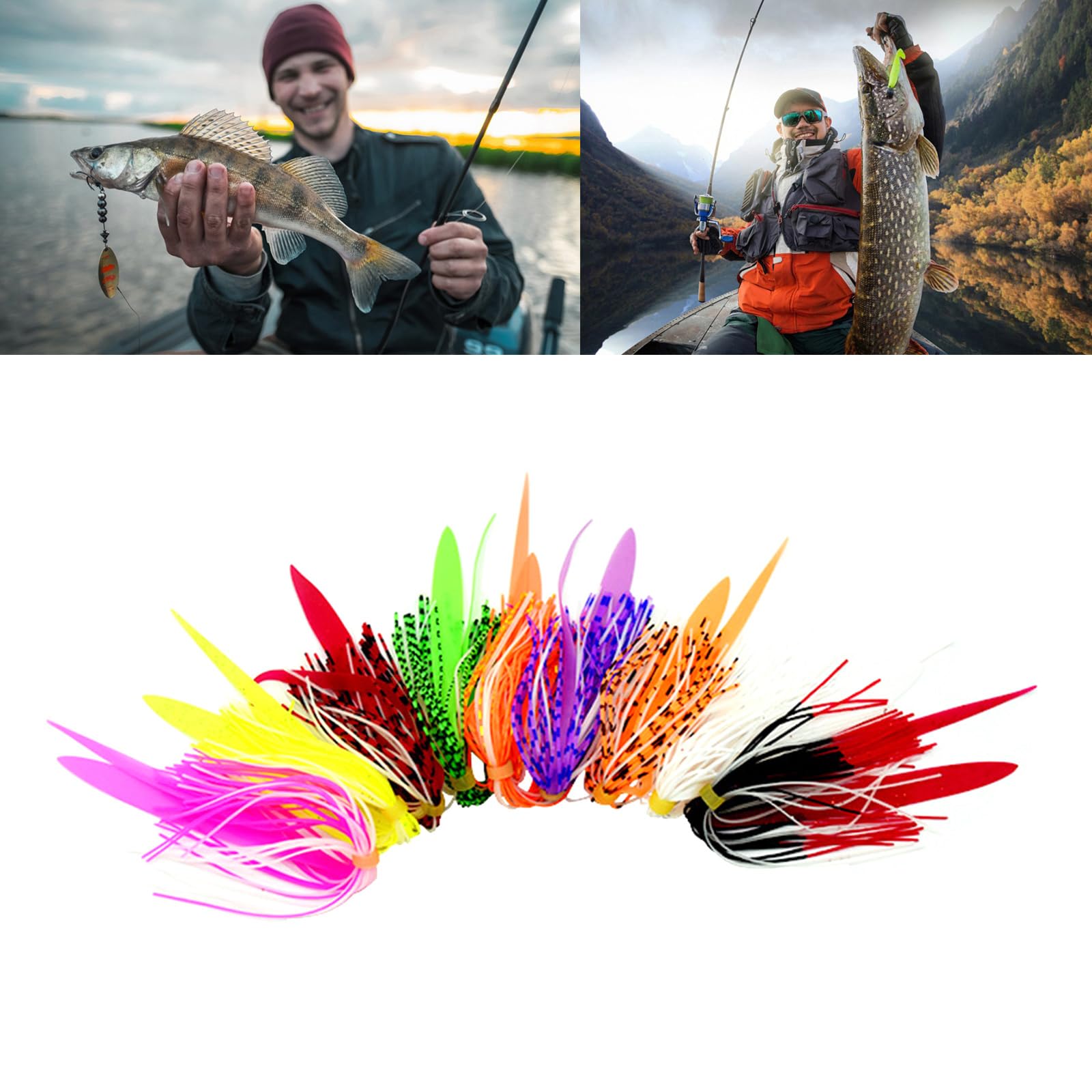 Vdaxvme 10Pcs Luminously Silicone Jigs Skirts Spinnerbait Umbrella Skirts Replacement Quickly Change Jigs Skirts Easy to Use