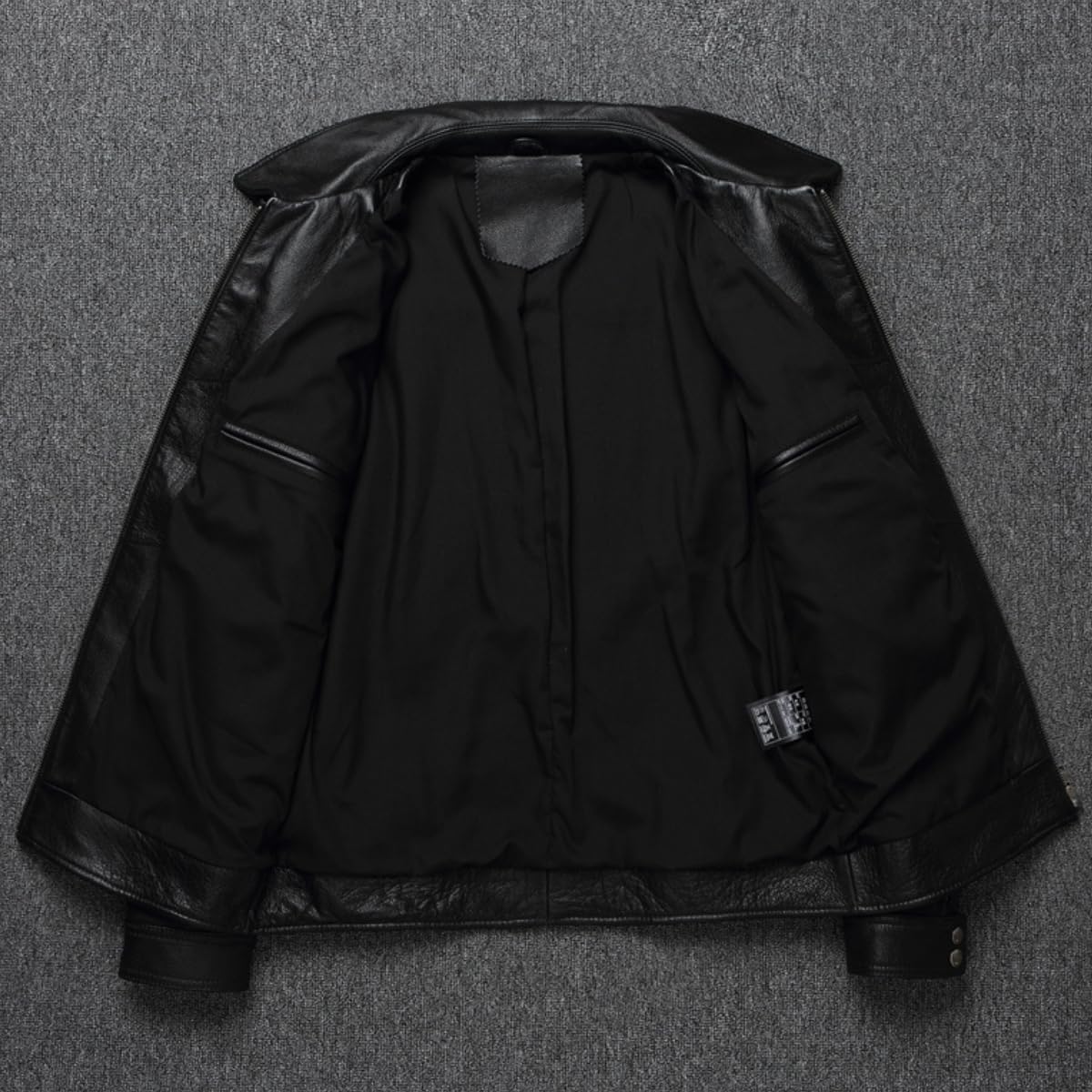 Genuine Black Leather Jacket Men's Classic Biker Zipper