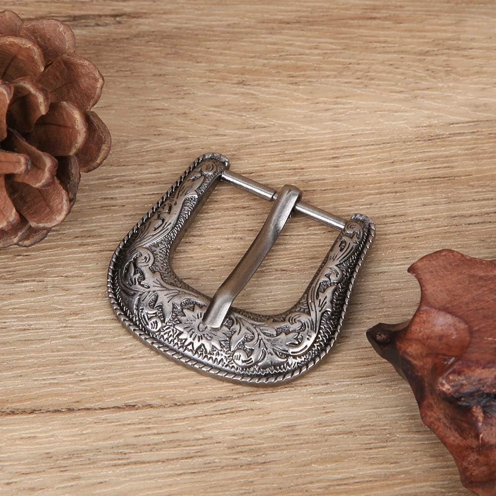 Yctze Belt Buckle Set, Handmade Carving Alloy Waist Belt Buckle Set for Collar and Saddle Accessories in Vintage Style (25mm ID)