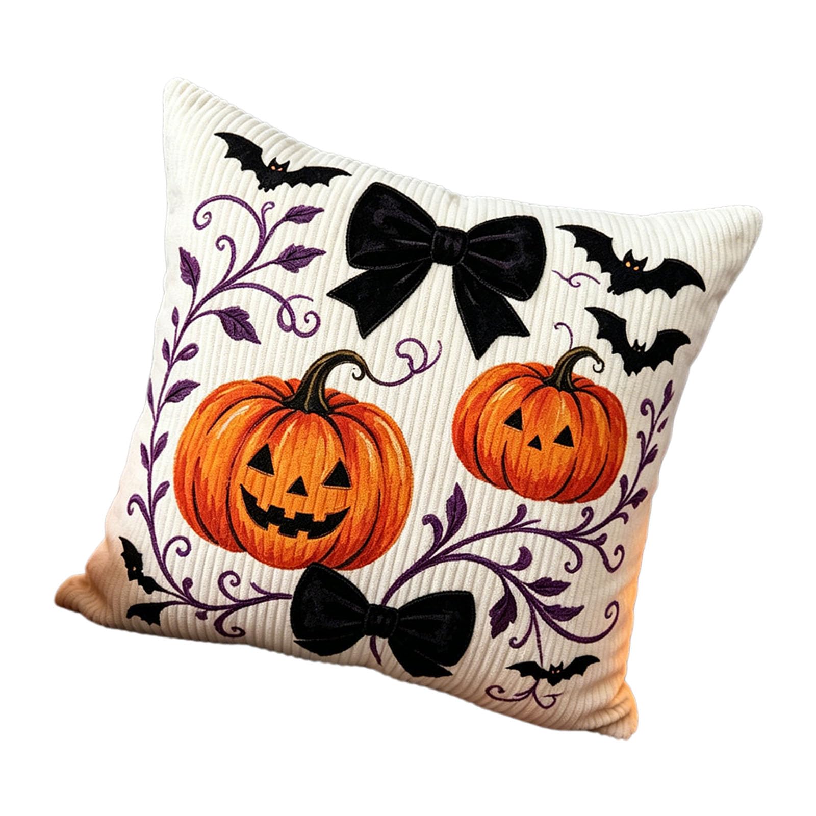 YWLUUOO Halloween Throw Pillow Cover Corduroy 45x45cm, Fall Cushion Sleeve for Sofa, Bed, Party and Seasonal Home Decor Accent