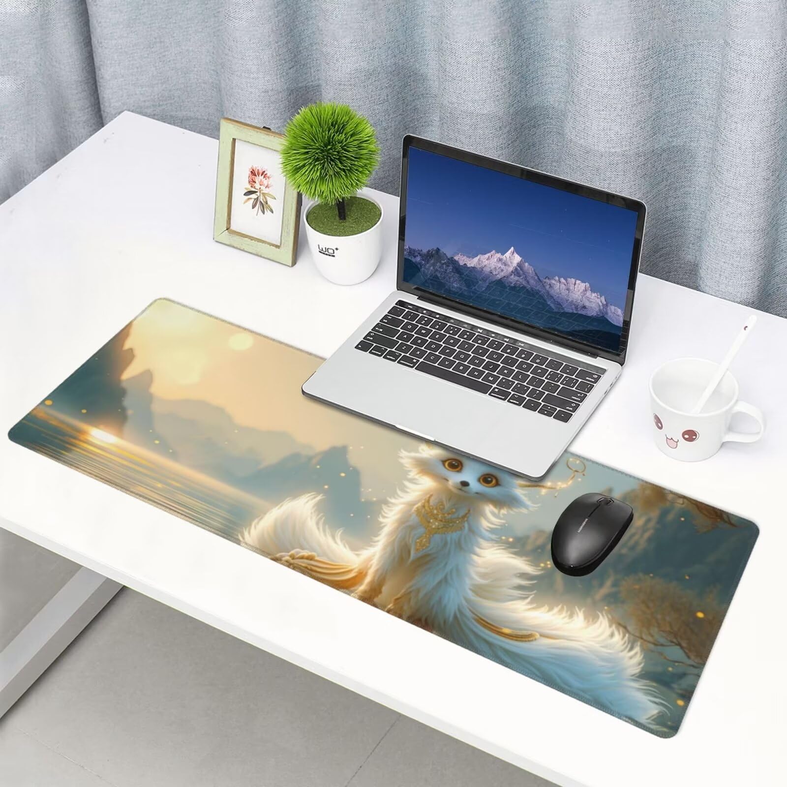 Tappetino Mouse, Tappetino Mouse Gaming Grande XXL 1500x800x3mm Tappetino Scrivania Mouse Pad, Base in Gomma Antiscivolo, Bordi Cuciti, Mousepad per Ufficio e Gaming (una persona astuta e cattiva R386