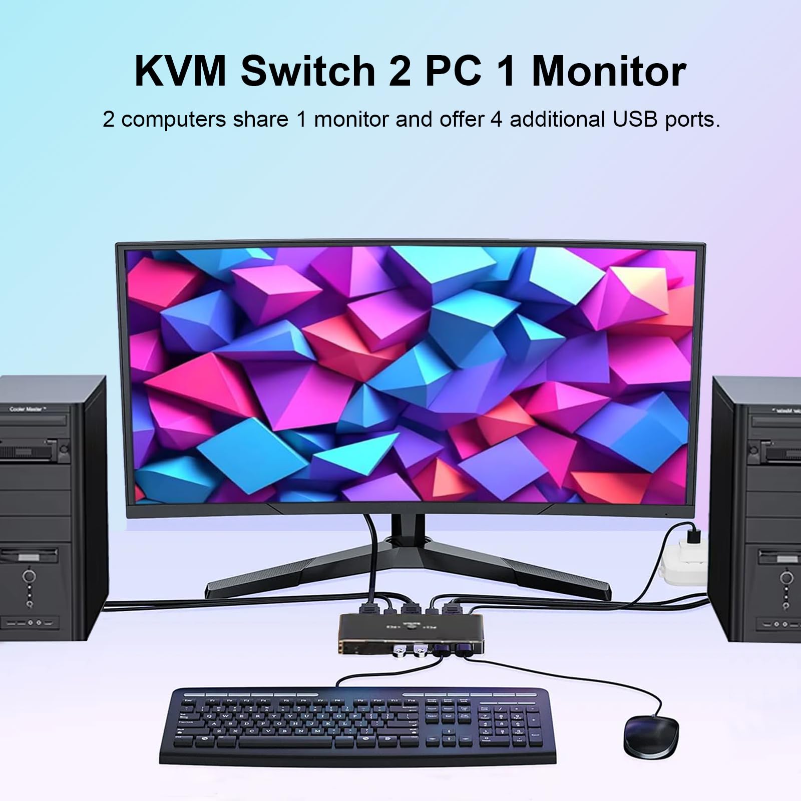 Interruttore KVM HDMI 1 Monitor 2 Computer, Switcher KVM 4K@60Hz per 2 Computer in condivisione 1 Monitor Tastiera Mouse Stampante, Interruttori KVM con telecomando