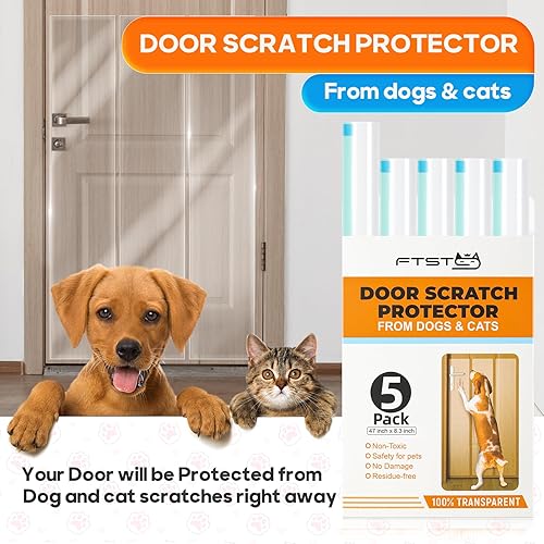 Miniatura 2 de Paquete de 5 protectores de puerta contra arañazos de perros, 5 x 47 x 8.3 pulgadas, protector de marco de puerta de gato, antiarañazos de perro,