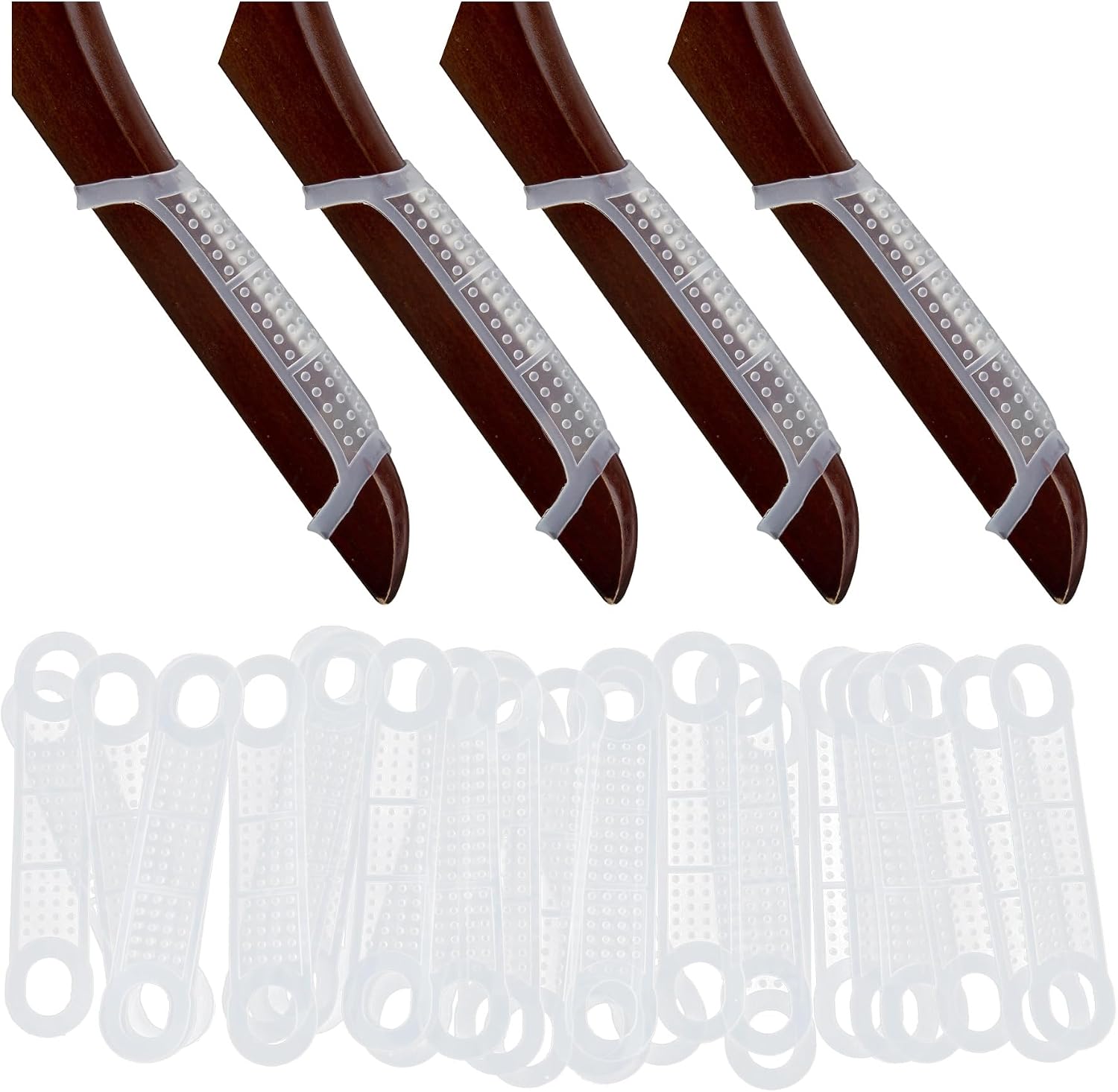 AUEAR, 100 Pack Black Non-Slip Rubber Clothes Hanger Grips Clothing Strips for Wood Plastic Hangers Home Stores Use