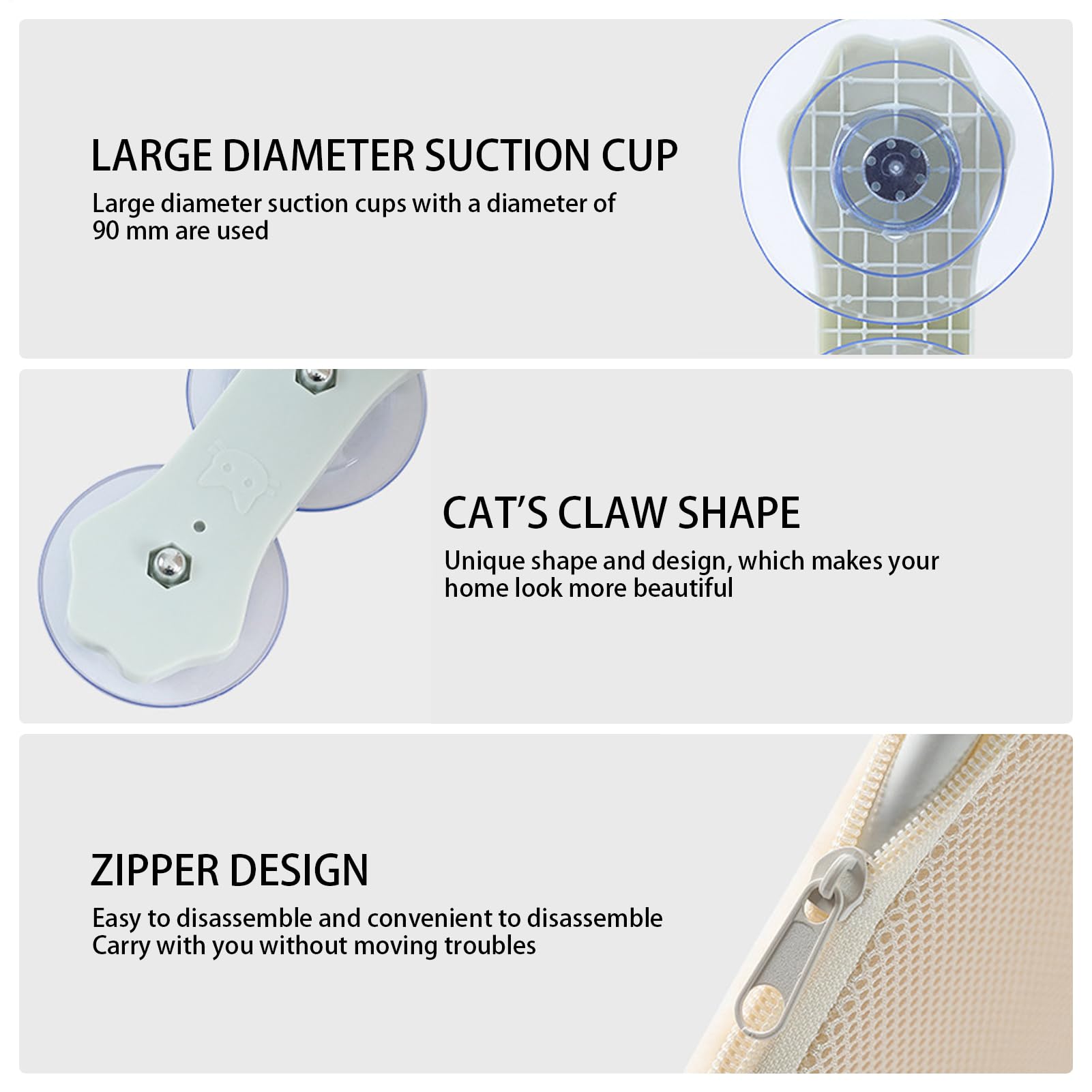 Perchoir De Fenêtre pour Chat Siège Pliable sans Cordon Doux Respirant | Couchette Avec Ventouses Puissantes Accroche Fenêtre Destiné Aux Animaux De Toutes Tailles En Intérieur Sur