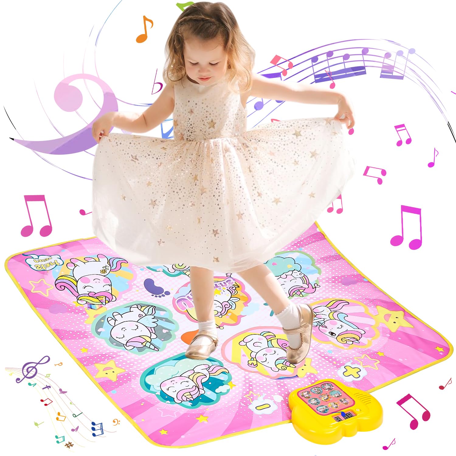 Alfombra de Baile Juguete Niña 3 4 5 6 7 8 9+, Alfombra de Baile para Niños, Música Incorporada, 5 Modos Juego, Luces LED, Alfombra de Baile Musical Regalo Cumpleaños Navidad para Niñas 3+ años