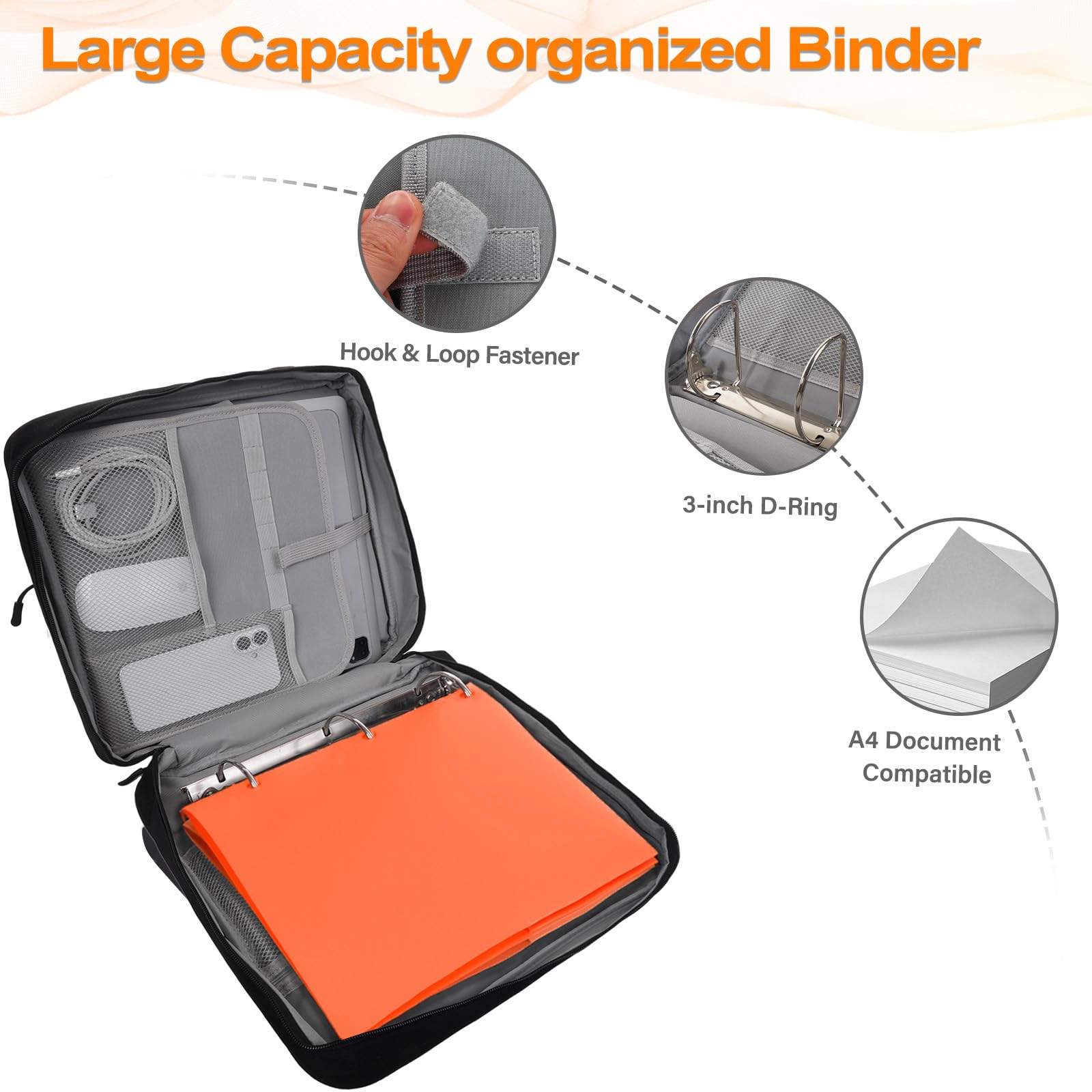 Amazon.com : MOSISO Zippered Binder Bag with Handle, 3 inch D-Ring
