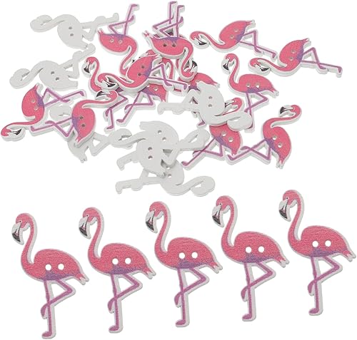 EXCEART Botones de madera Decoración de madera Adornos de álbum de recortes Flamingo Flatback Botones de dibujos animados DIY Botón de álbum de
