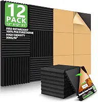 Painéis autoadesivos de espuma acústica 2.5 cm x 30.5 cm x 30.5 cm painéis de parede à prova de som estúdio cunhas azulejos tratamento acústico painéis de absorção de som para escritório doméstico