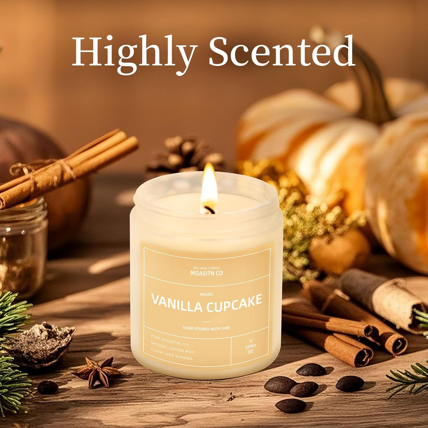 Vanilla Cupcake Candle for Home Scented| Natural Soy Non Toxic Candles| Long Clean Burning Aromatheraphy Jar Candel| Women,Men Gift for Autumn,Winter, Halloween,Thanksgiving,Relaxing| 9oz - Image 8
