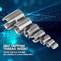 Vista 7 de Juego de 50 piezas de insertos de rosca interior de acero inoxidable 302 autorroscantes, herramienta de reparación de refuerzo, insertos roscados