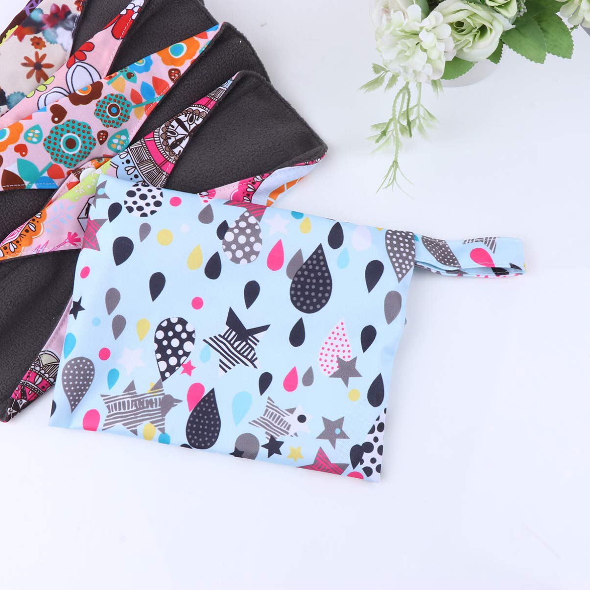 8pezzi Assorbenti Igienici Lavabili Bambù Design Traspirante Con Sacchetto Completo Per Donne Colori