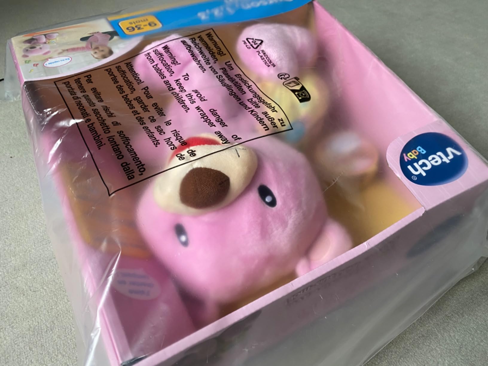 VTech - Ourson, 1,2,3 Suis-Moi, Ours Rose en Peluche Qui Marche à 4