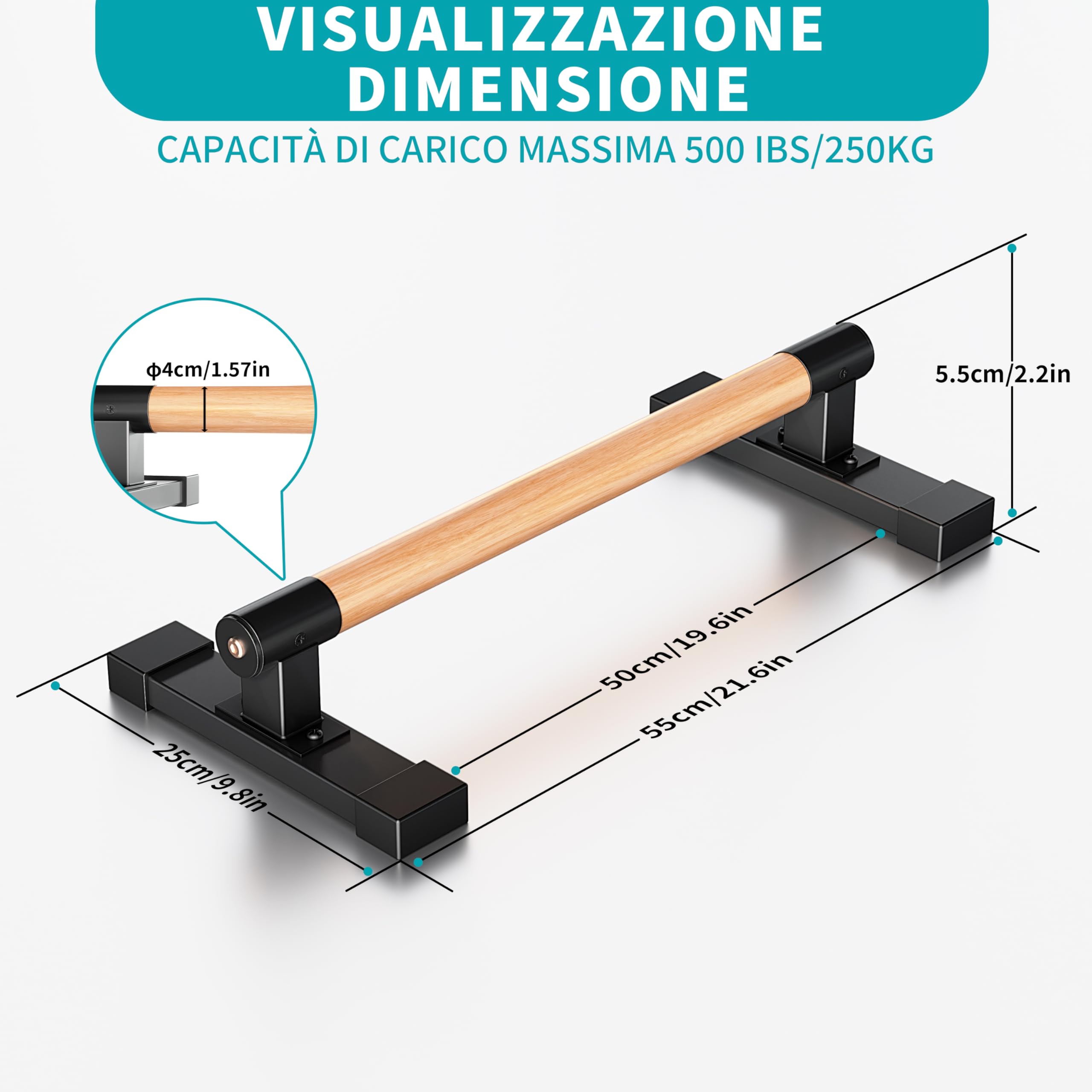 Barre parallele,Push Up Parallettes con Impugnatura in Legno per Calisthenics,verticali e allenamento della forza con manici in legno di faggio,attrezzatura fitness per dei muscoli de