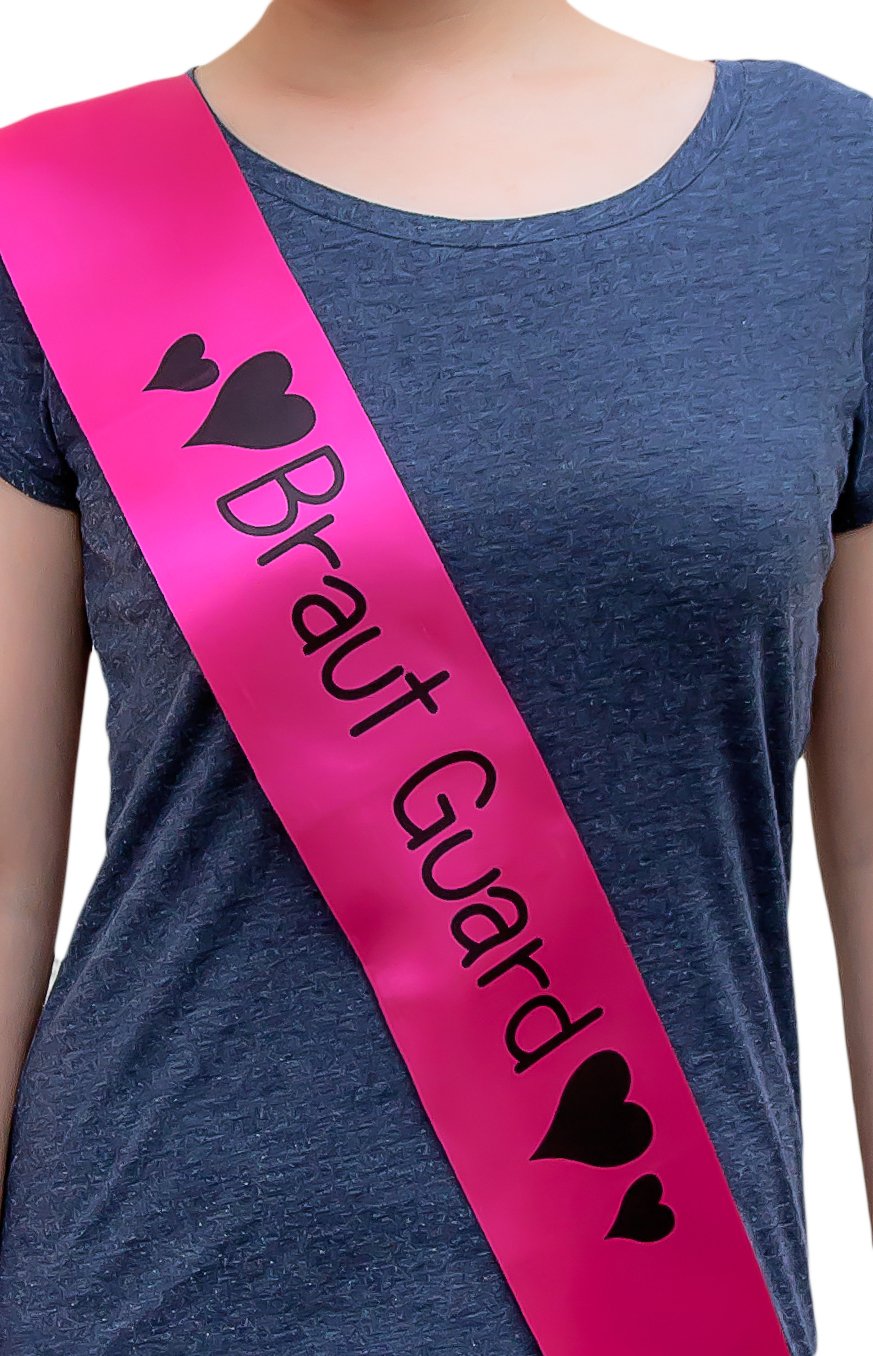 Oblique Unique Braut & Braut Security Schärpen Set - 7-teilig, Pink/Hellrosa Für JGA & Hochzeit