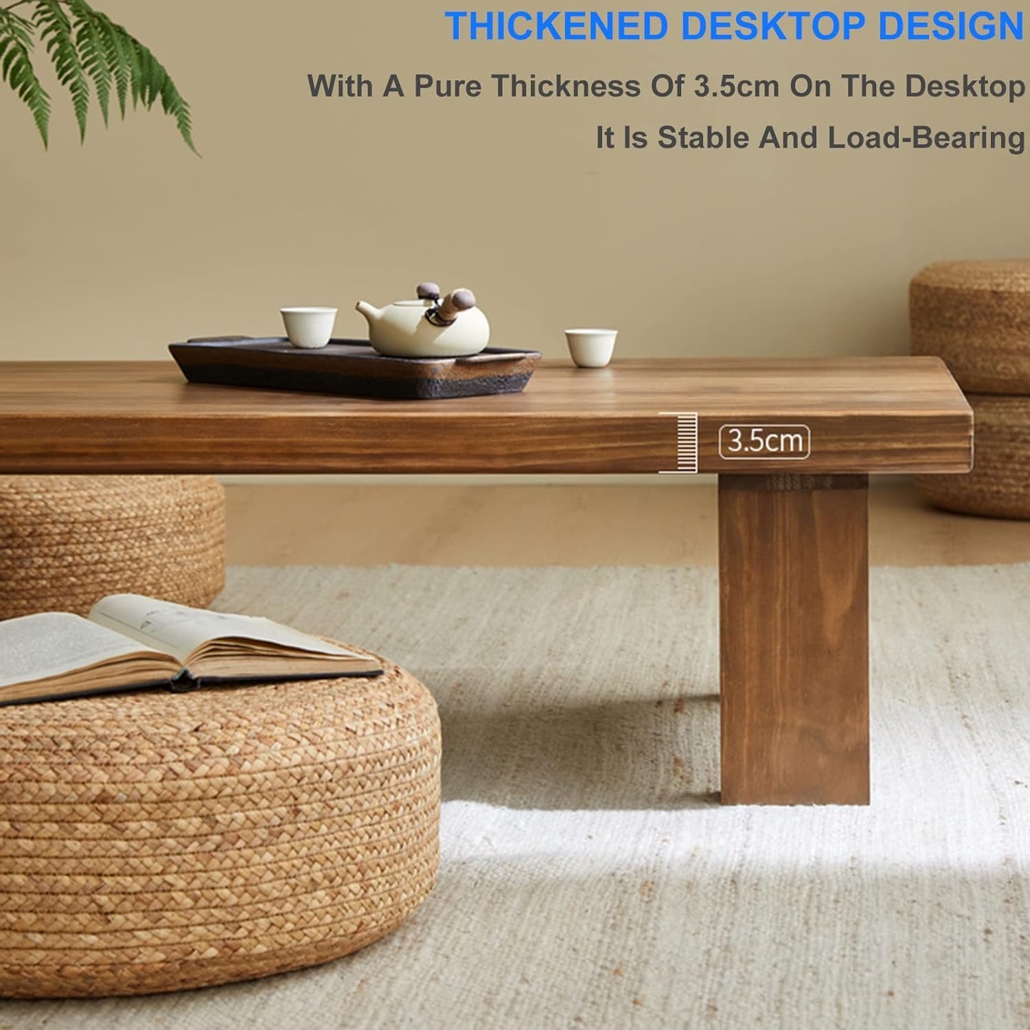 X went Japanese Style Sheesham Wood Coffee Table for Living Room, Dining Room, Bedroom, Kitchen, Office Home Decor (80x50x38) 1