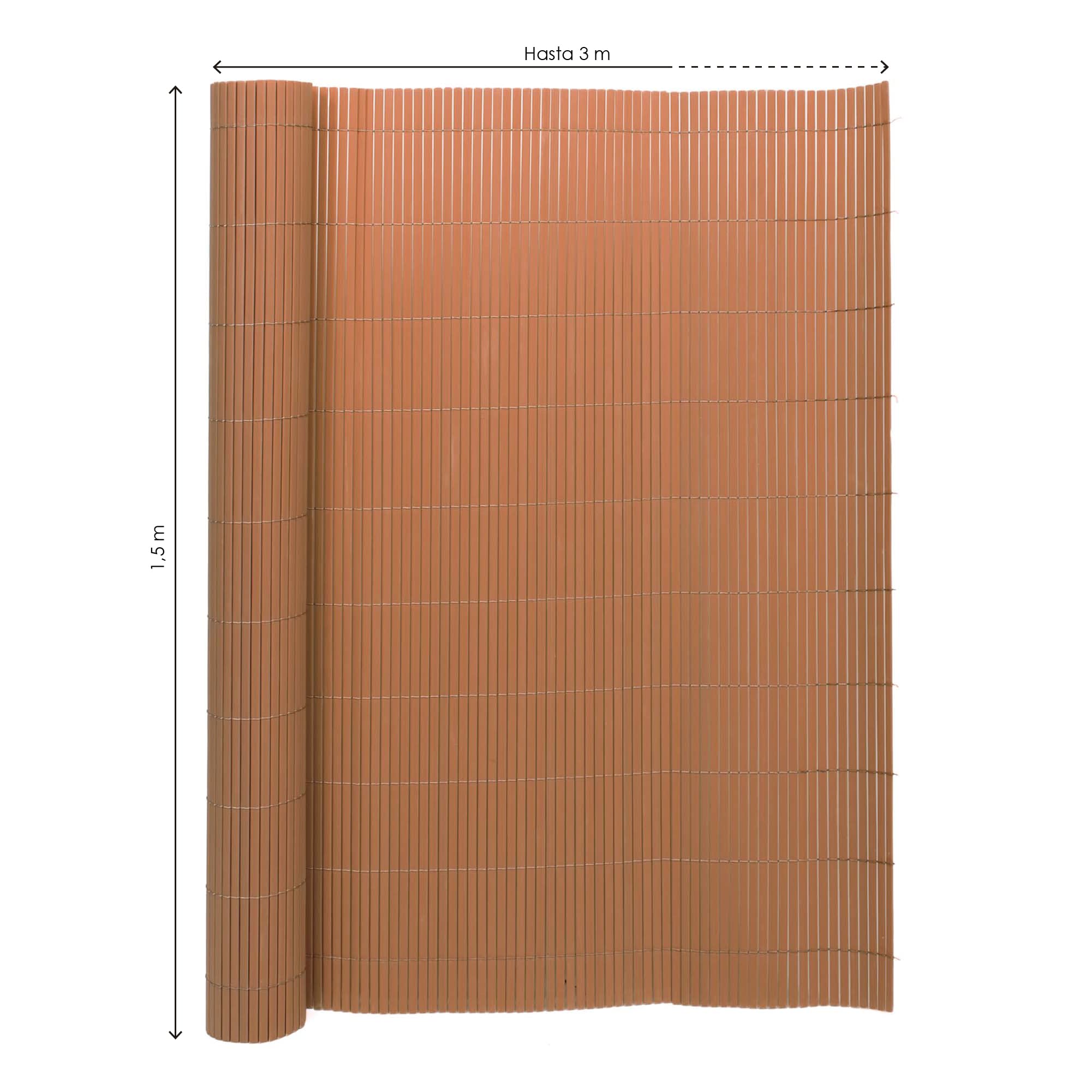 The Secret Home – Cañizo PVC de Doble Cara - Densidad 1000 g/m2 - Largo. 3 m x Alto. 1,5 m – Color Marrón - Valla de Ocultación Resistente - Protección Visual Privacidad para Jardín, Balcón o Terraza