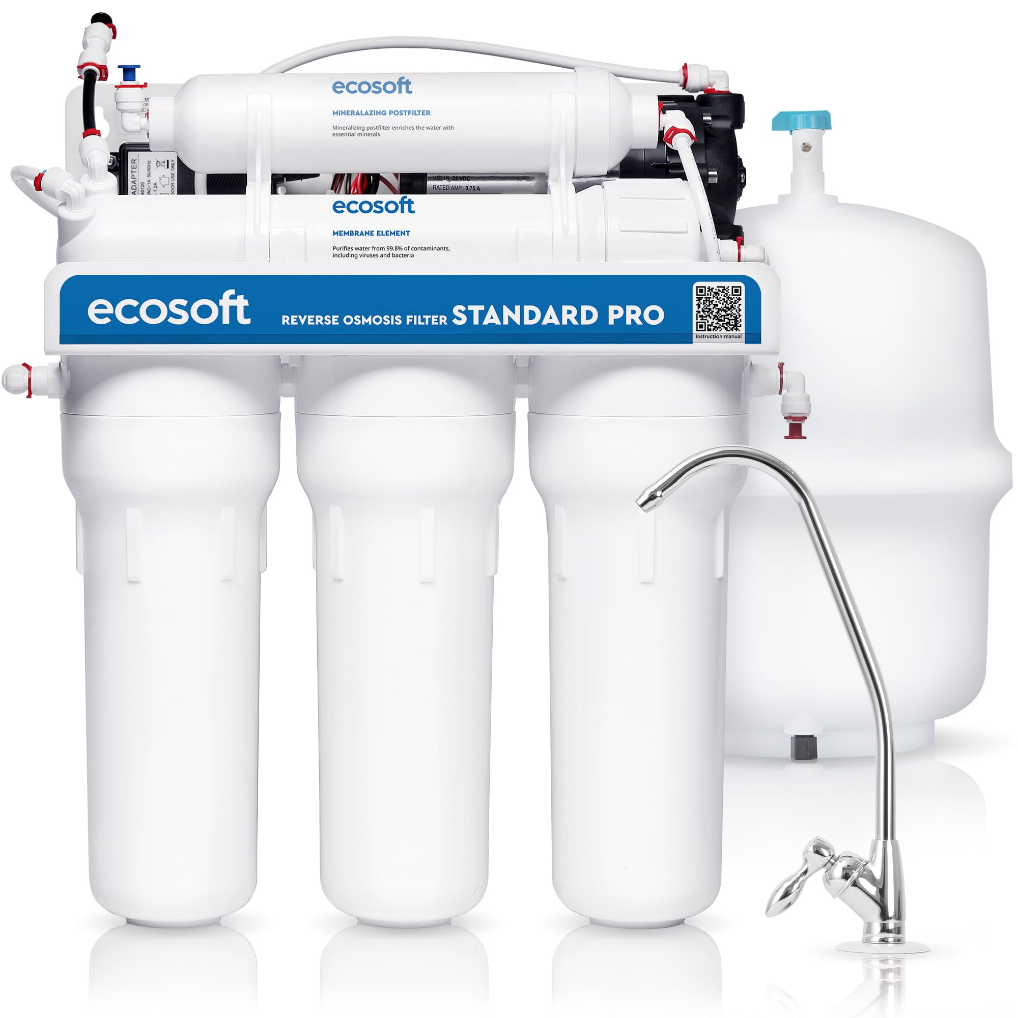 Ecosoft Standard Pro Filtre à osmose inverse - Avec pompe intégrée, purification efficace et installation facile