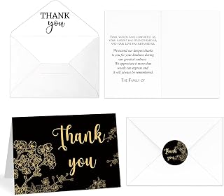 Fumete 50 Set Funeral Thank You Cards with Envelopes and Stickers Thank You Sympathy Cards with Meaningful Message Bereavement for Funeral Family Loved Ones Celebration of Life(Cherry Blossom)