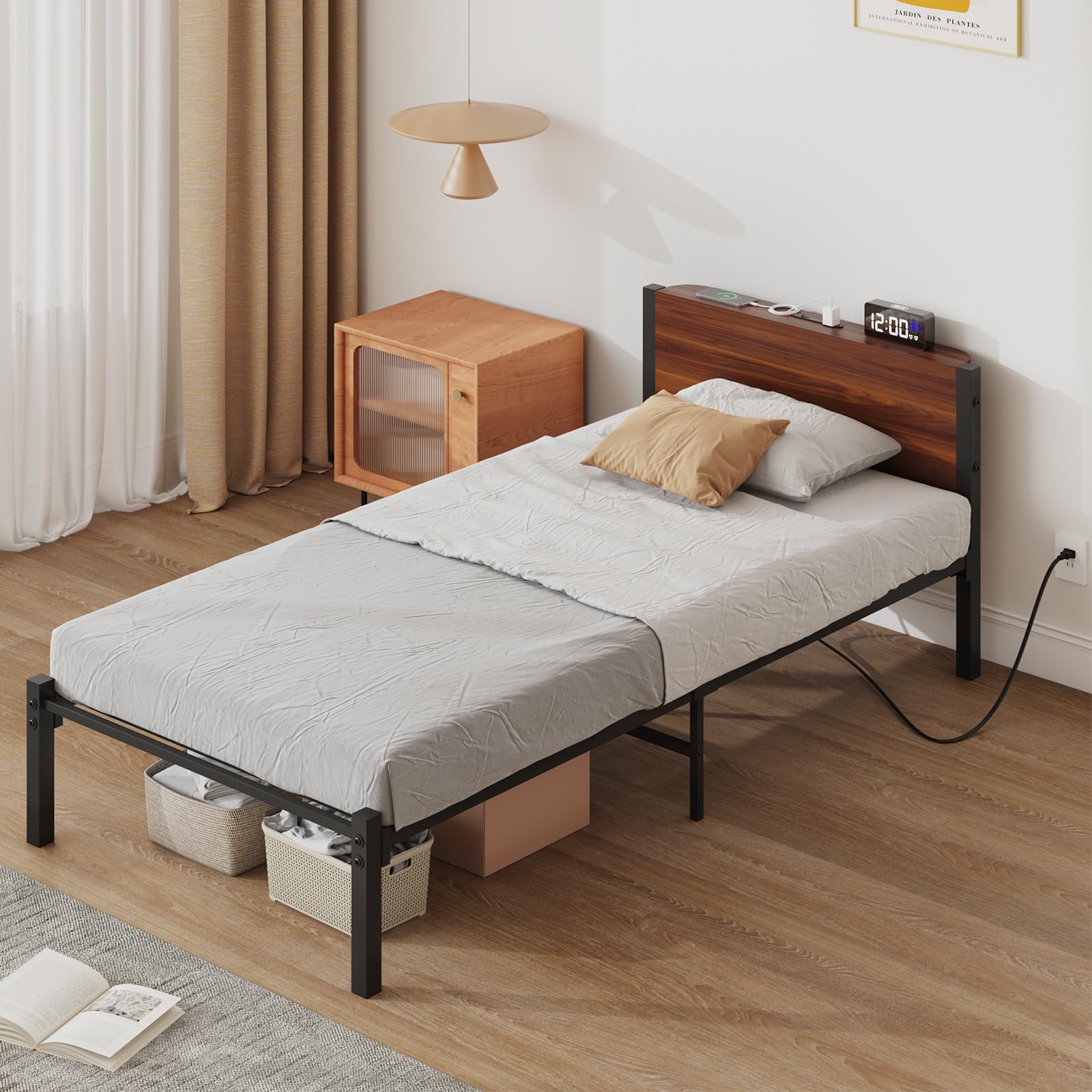 Amazon｜LunarLight スチールパイプベッド ベッドフレーム 幅97.5奥行