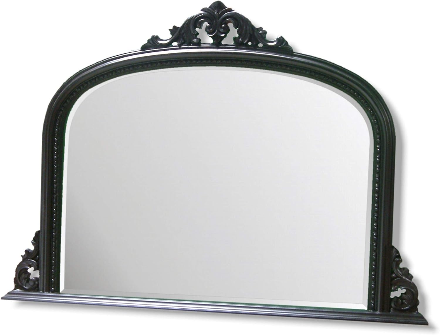 This beautiful Matt Black Overmantle Mirror has a classic design