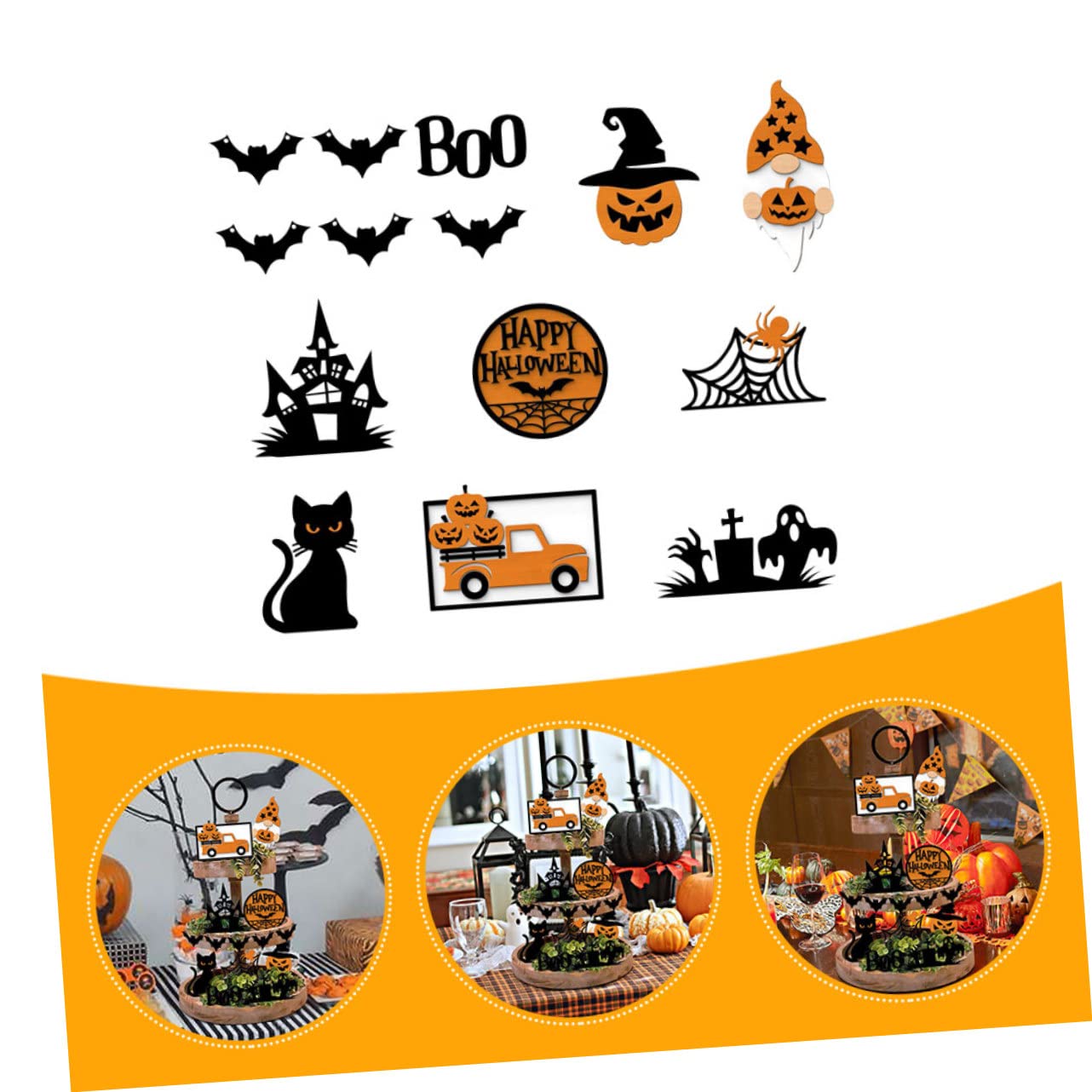 Cabilock 2 Set decorazione del vassoio di Halloween festival decorazioni adesivi addobbi halloween casa addobbi casa halloween vibe passamaneria decorativa forniture per feste di halloween