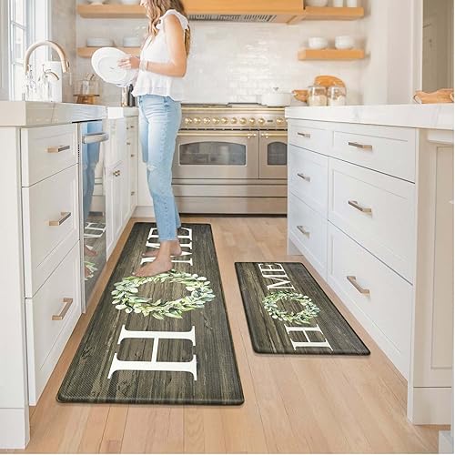 Miniatura 7 de KIMODE Tapete de cocina antifatiga, 2 unidades, antideslizante, impermeable, tapete de cocina de granja para piso, tapete acolchado de espuma cómoda