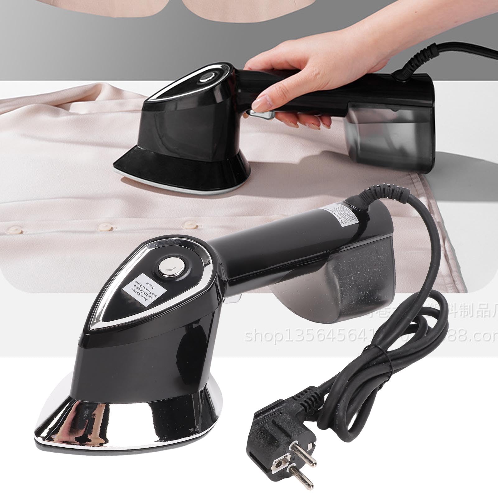 Fdit Plancha de Portátil para Viajes, Eliminador de Arrugas de Tela Fácil de 1500W para Uso Doméstico, Diseño Compacto de 250ML