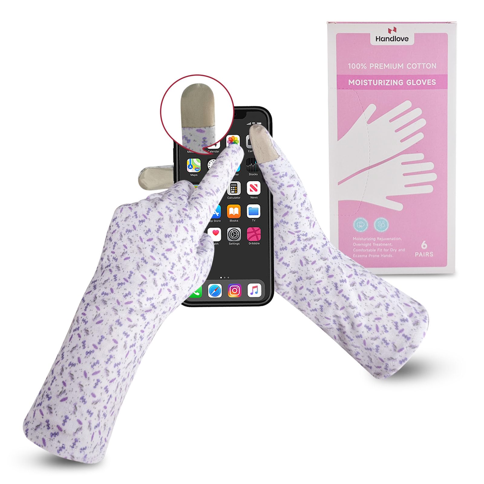 HandLove Premium 100% Cotton Gloves, 6 Pairs