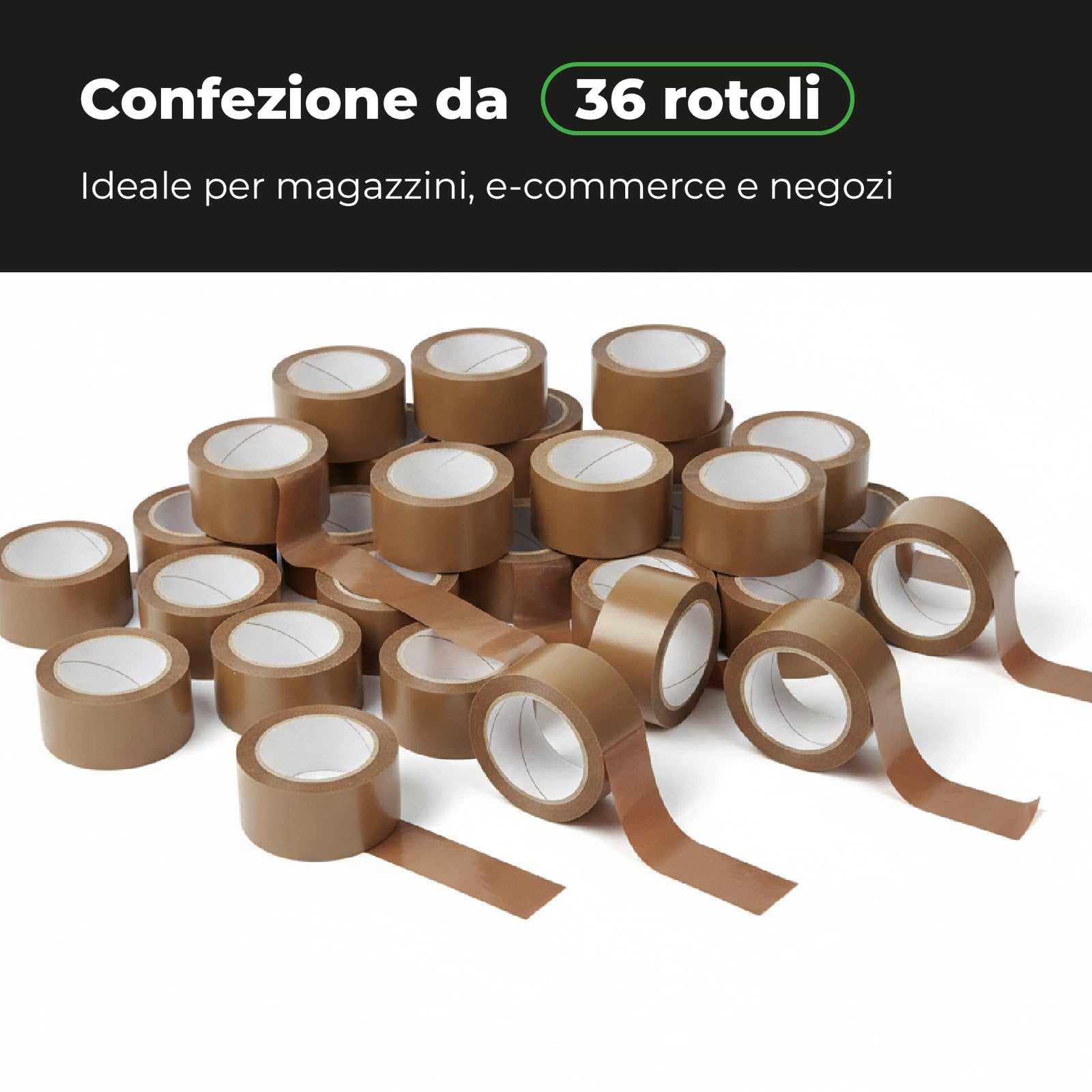 Nastro Adesivo Avana in PPL 50 mm x 66 m - Imballaggio e Chiusura Cartoni, Adesione Duratura per Spedizioni, Magazzino e Traslochi, 36 Rotoli