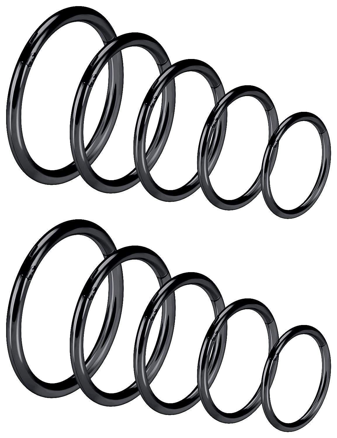 Vsnnsns 14G 16G Septum Nose Rings Hoops Lip Ring Piercing Jewelry 316L Surgical Steel Hinged Segment Clicker Cartilage Tragus Helix Conch Rook Daith