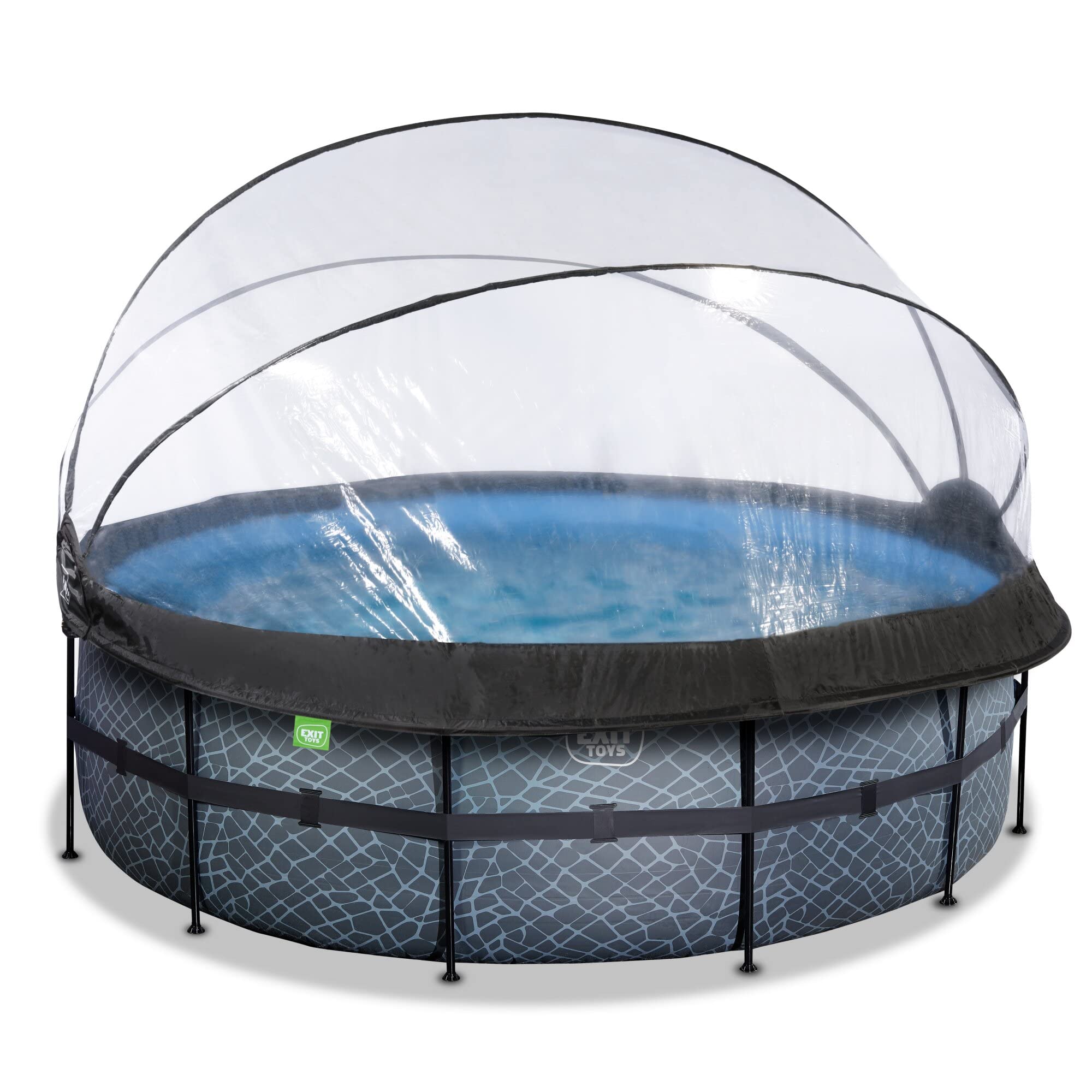 Piscina con Bomba de Filtro de Arena y cúpula y Bomba de Calor Infantil Exit Toys Stone 427 x 122 cm