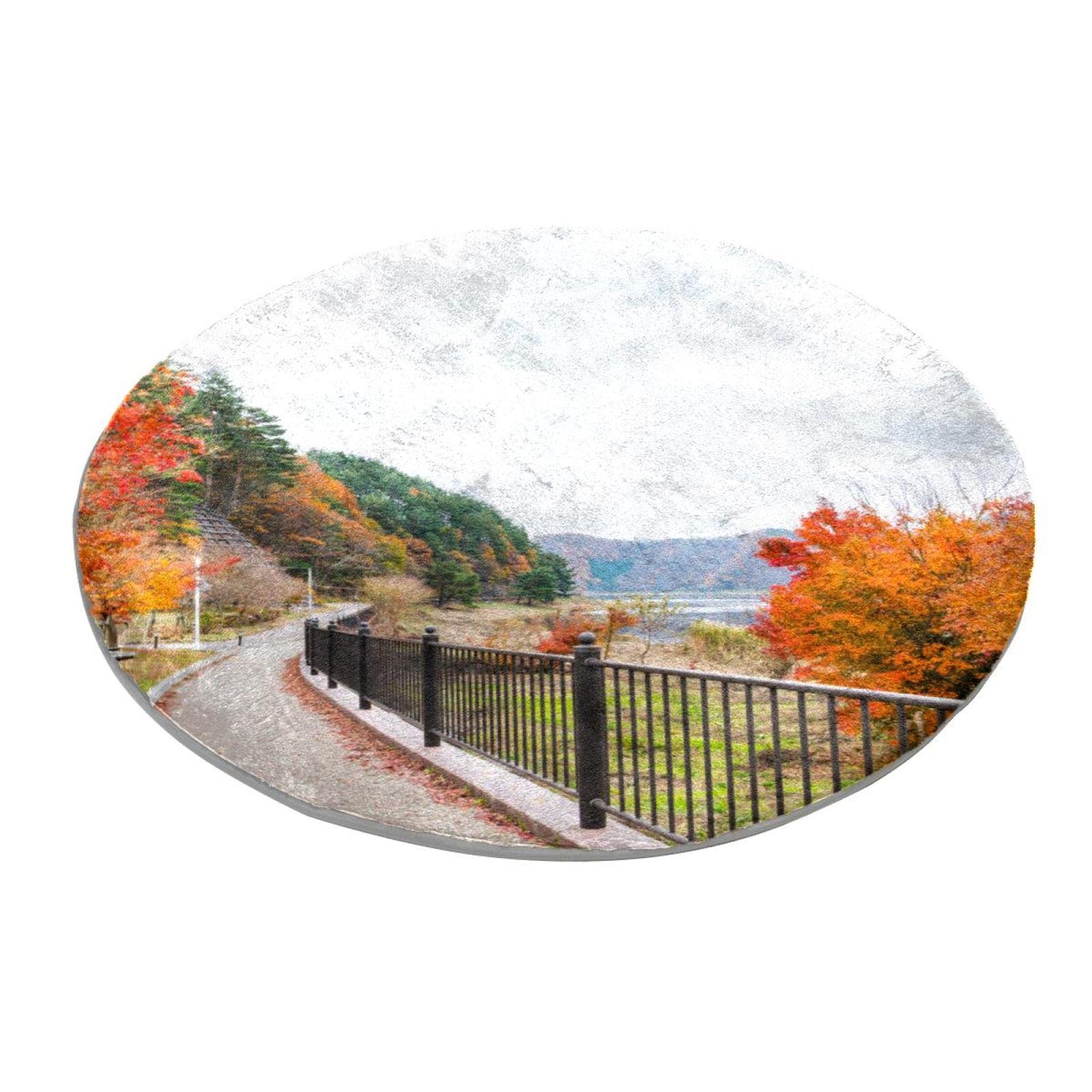 Tapis rond coloré feuilles d'automne grand diamètre chambre adulte