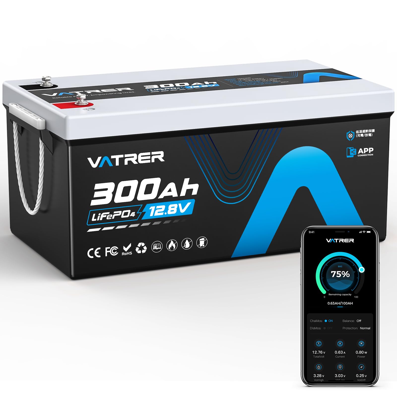 Amazon | VATRER POWER LiFePO4 12V300Ah リン酸鉄リチウムイオン